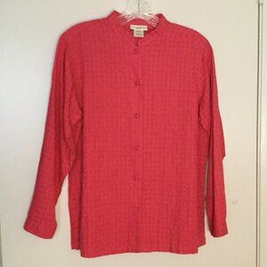 TravelSmith Red Cotton Long Sleeved Shirt